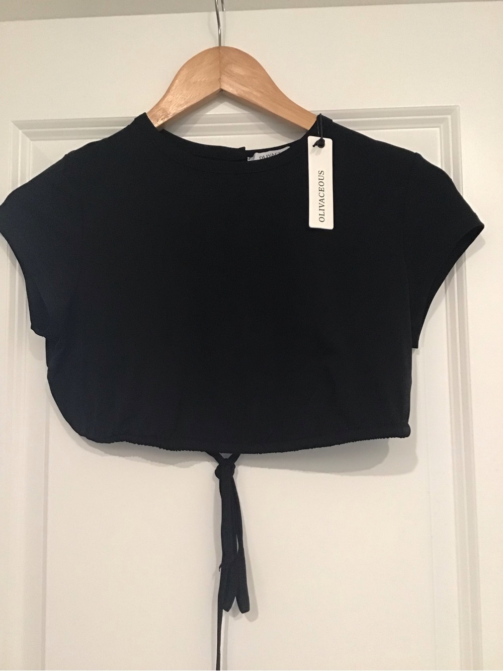 Olivaceous Black Open Back Tye Crop Top